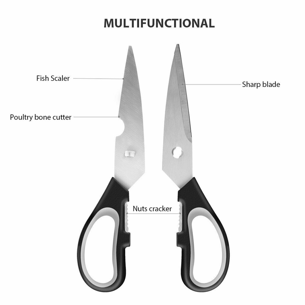 Tobox Kitchen Scissors Black, Ultra Sharp Multi-functional Kitchen Shears NEW