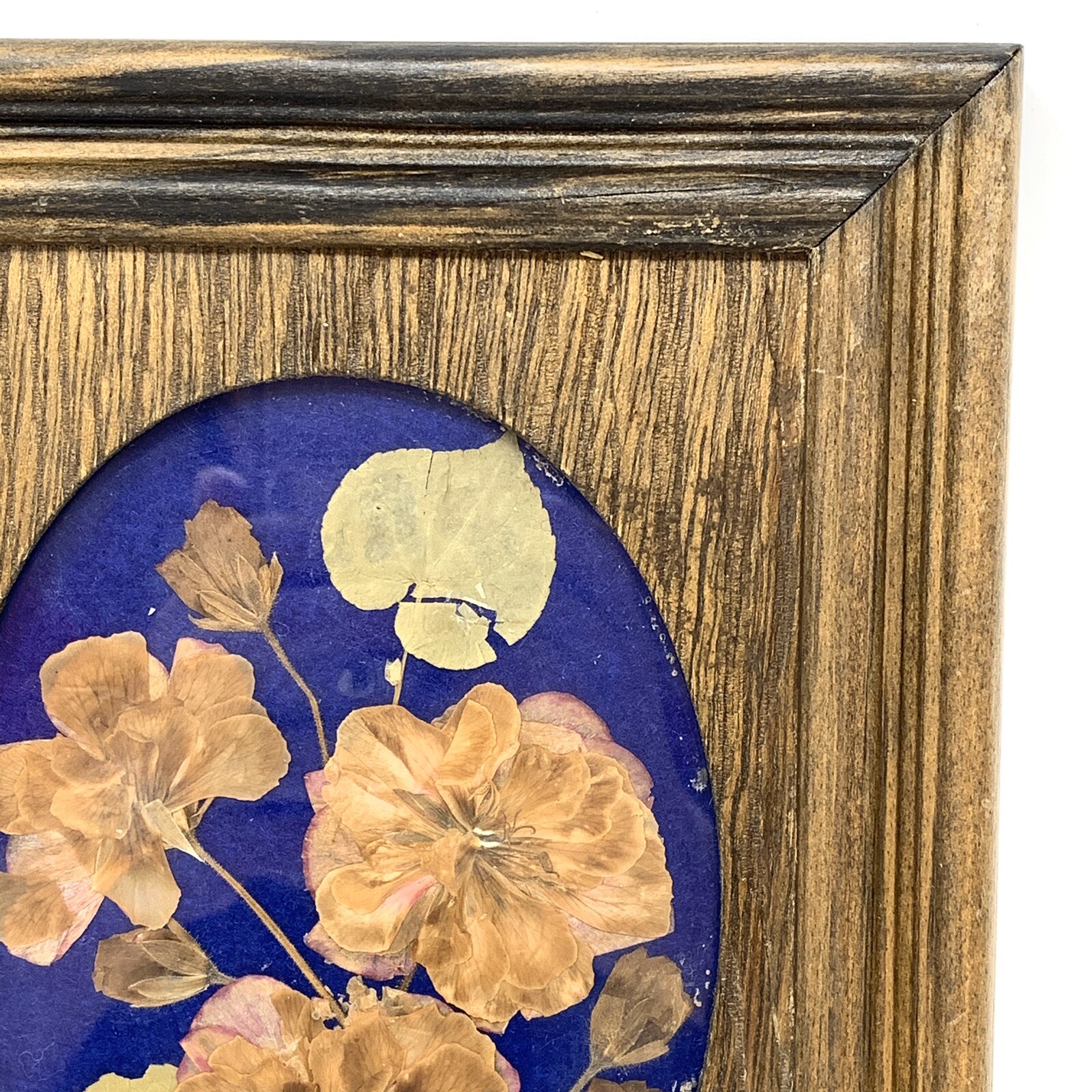 Vtg Handmade Dried Flower Pressed Flower Art Wall Hanging Reclaimed Wood