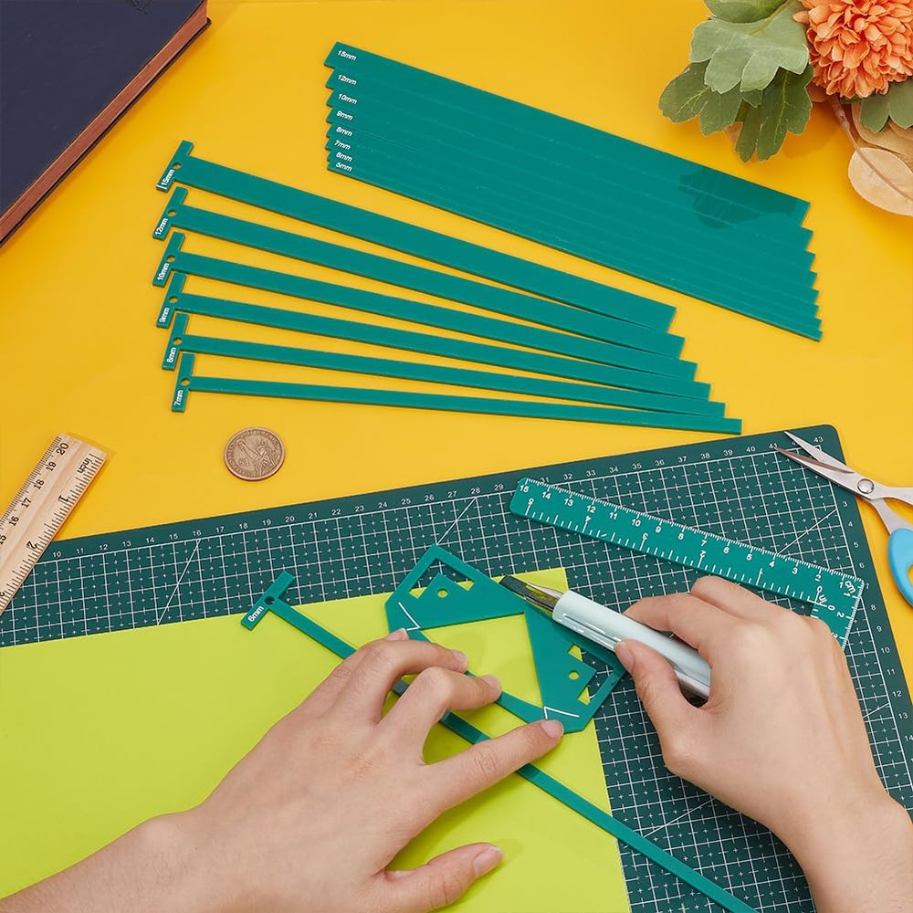 1 Set 17Pcs Flexible Acrylic Bookbinding Templates Binding Package Teal Bookbin