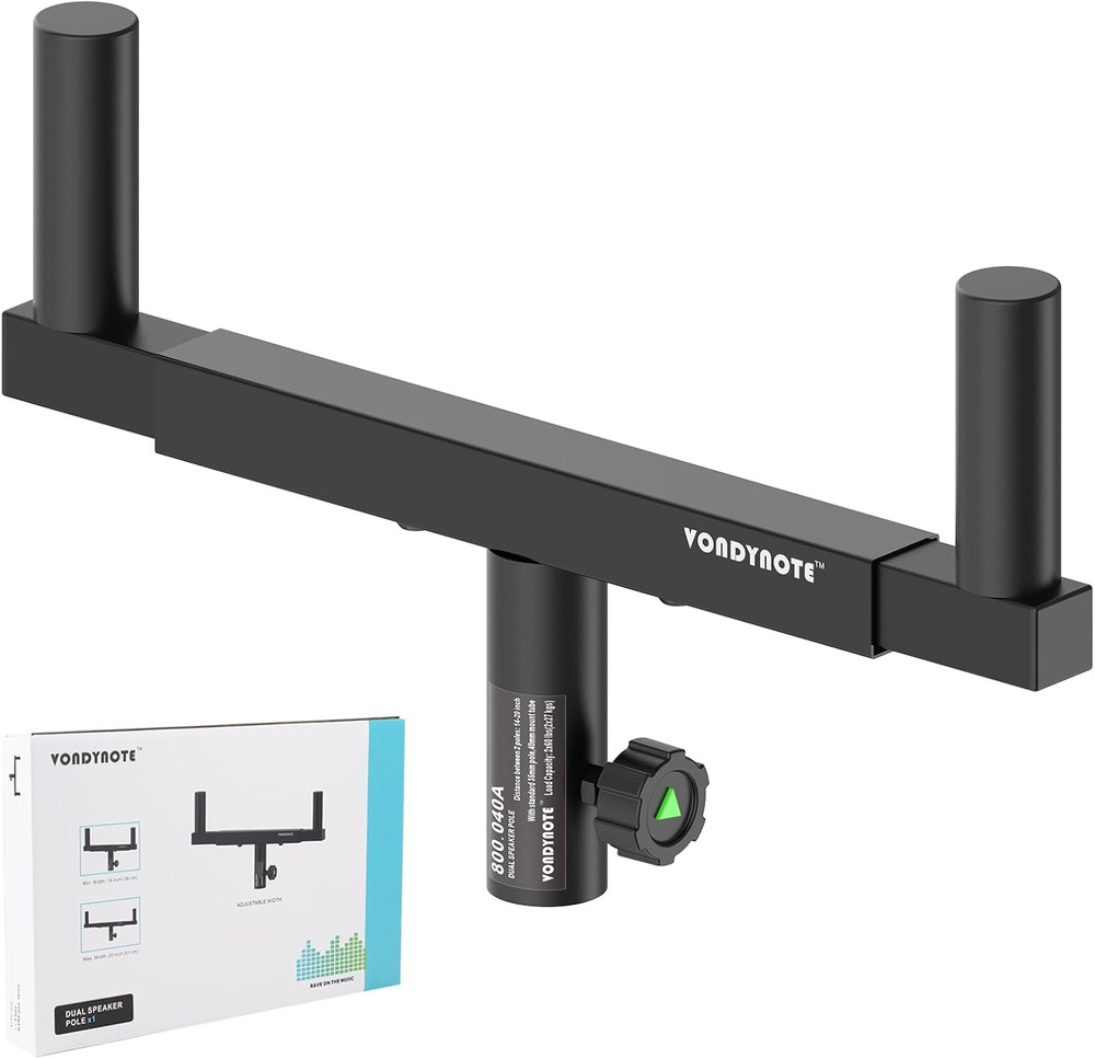 Dual Speaker Mount Bar Mounting Fork Bracket Speaker Pole Width Adjustable, Sing