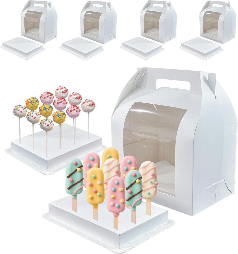 4 Pack Portable Cake Pop Holder Boxes,Cake Pop Boxes Packaging, Cake Pop Display