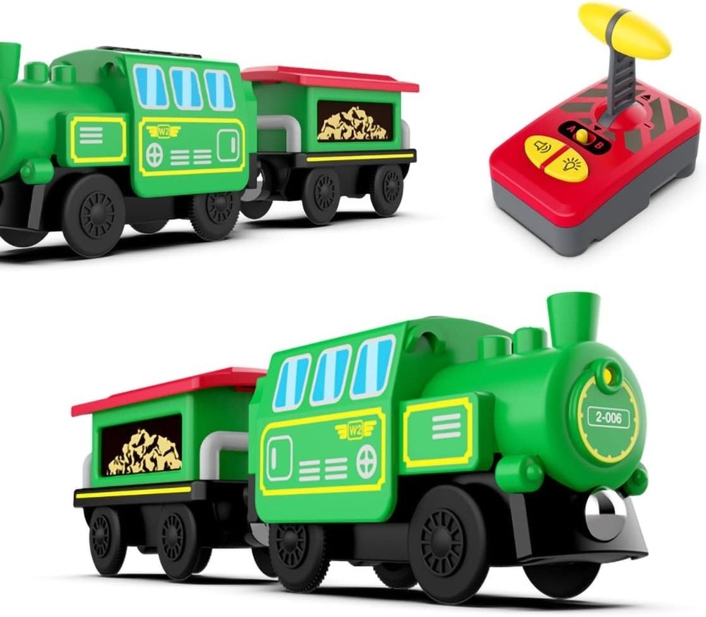 Smart Remote Control Wooden Train Set with Lights & Sounds