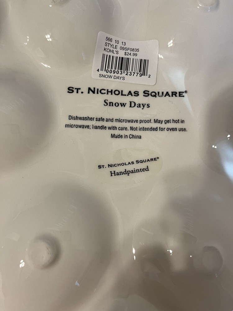 Saint Nicholas Square, Snow Days Hand Painted Deviled Egg platter