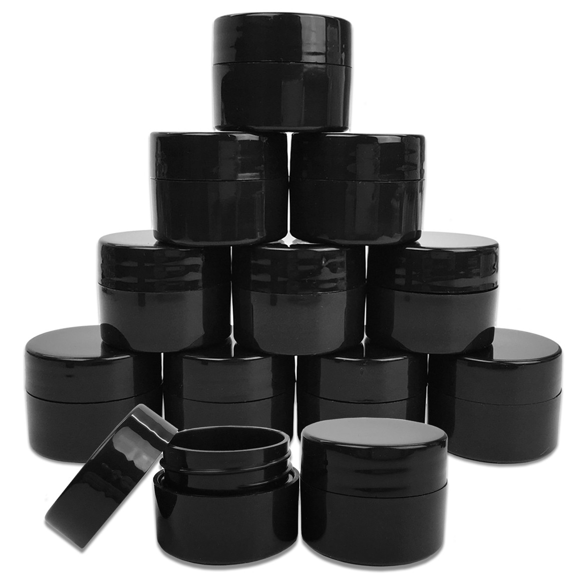300 Pieces 7G/7ML Black Thick Cosmetic Sample Container Jars with Lid BPA Free