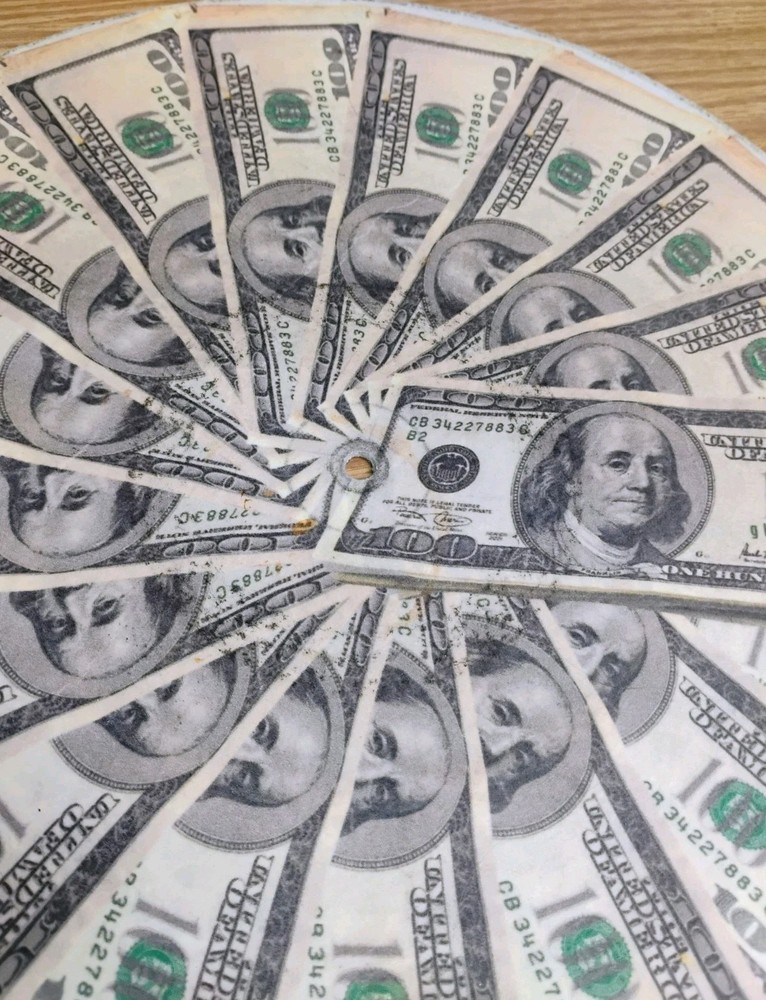 DJ TURNTABLE SLIPMAT WITH $100 BILLS PATTERN