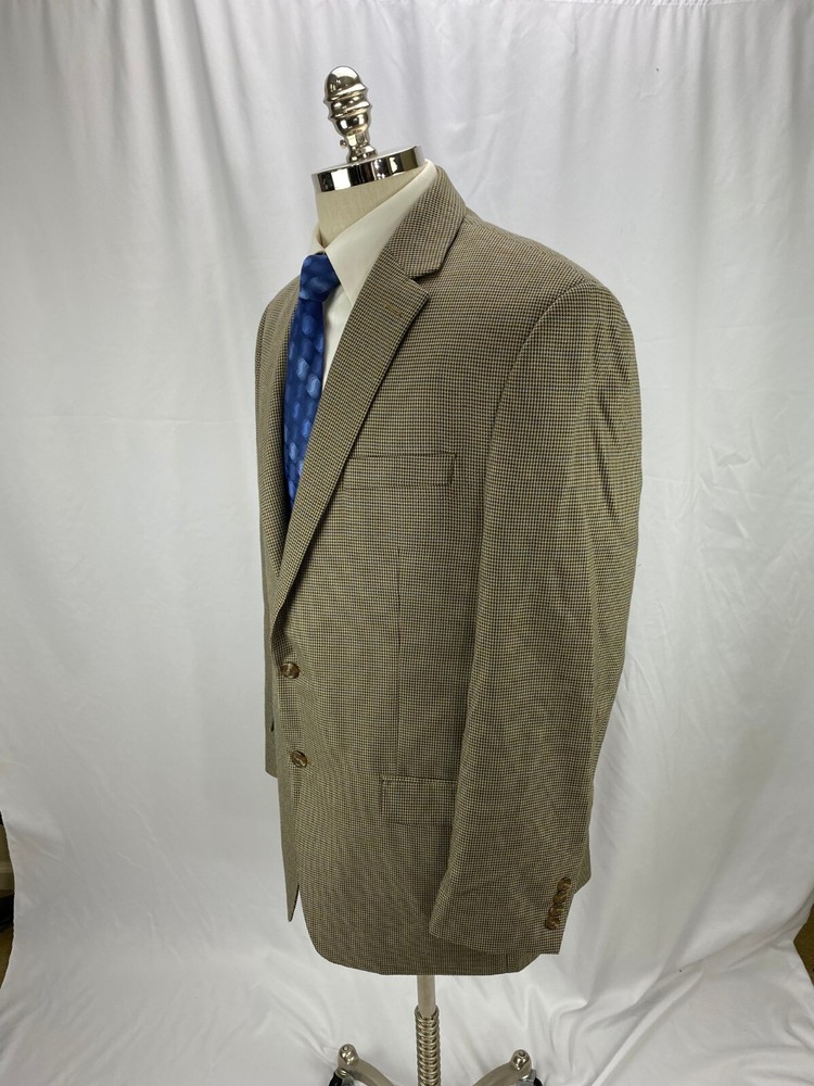 Chaps Men's Beige Houndstooth Blazer Jacket 44L