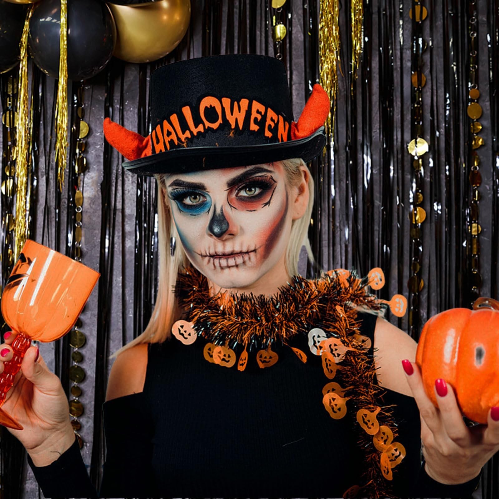 2 Pack Foil Curtain Backdrop Black Metallic Tinsel Foil Fringe Curtains Photo...