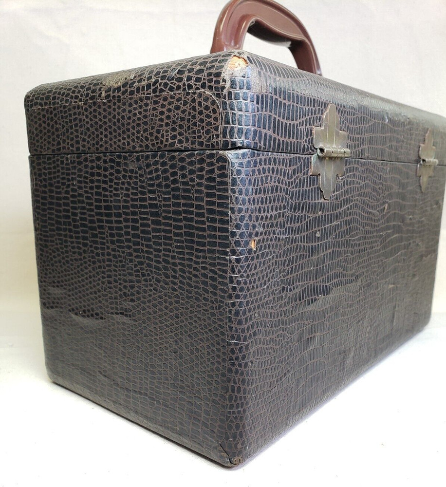 Crocodile Embossed Paper-covered Train Case - 1940's