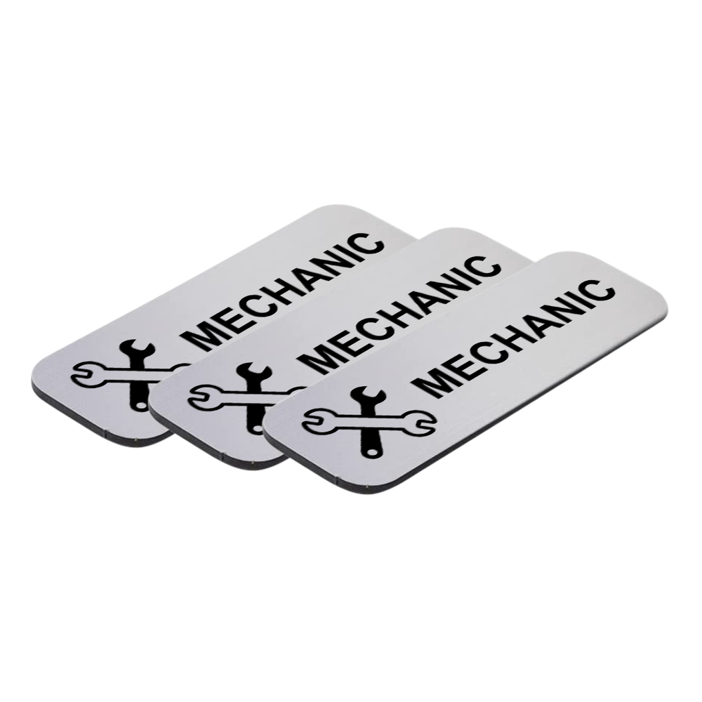 Mechanic 1 x 3" Name Tag/Badge, (3 Pack)