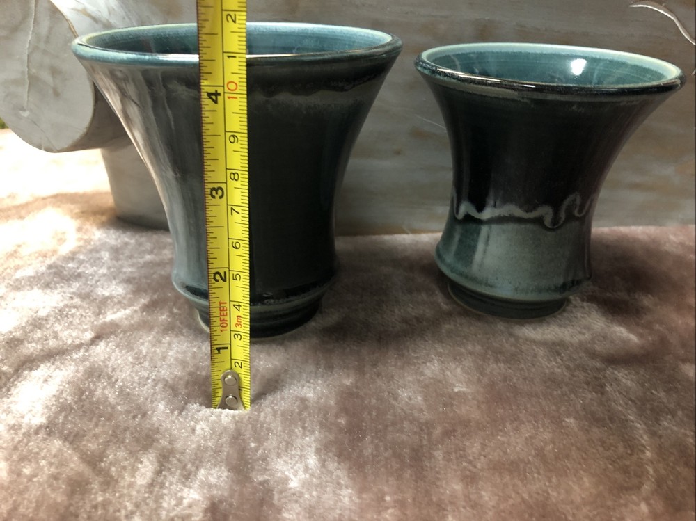 Hockomock Pottery Glazed Cup Set Handmade - Marked