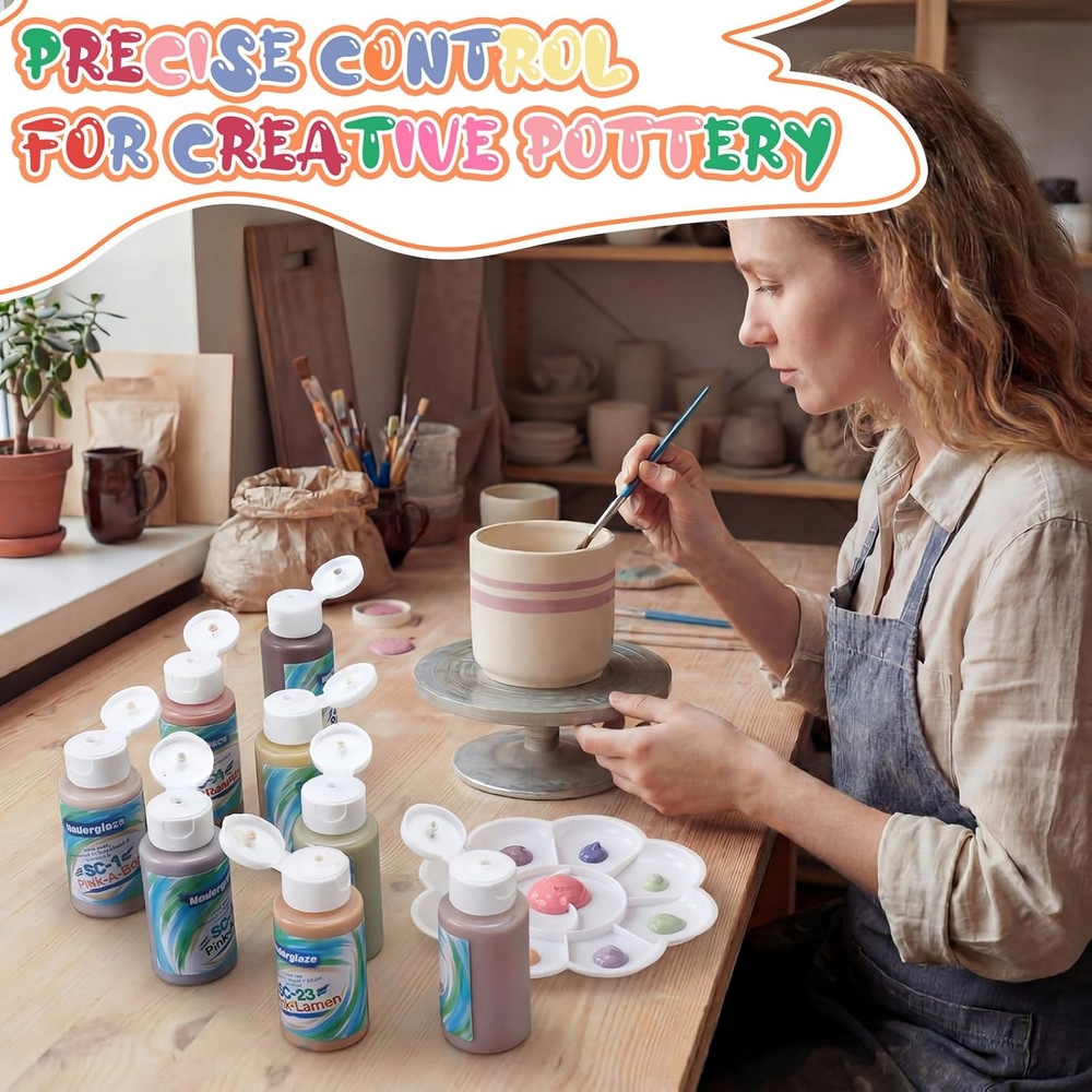 12 Assorted 2 Oz Underglaze Set Creative Ceramic Glaze Application Kit Glaze Cer