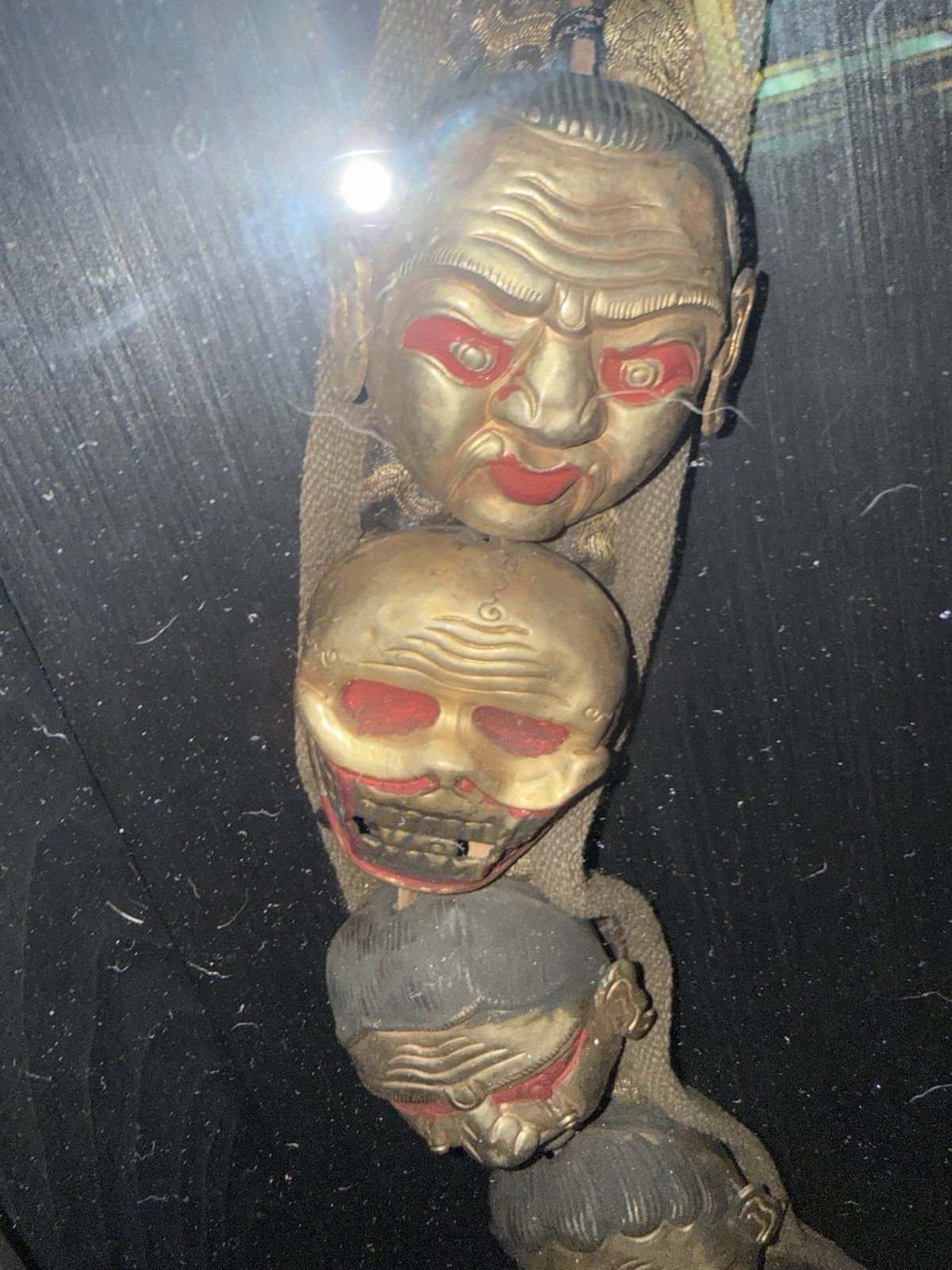 Antique Museum Quality Tibetan Gold Plated Death Head Necklace From Nepal