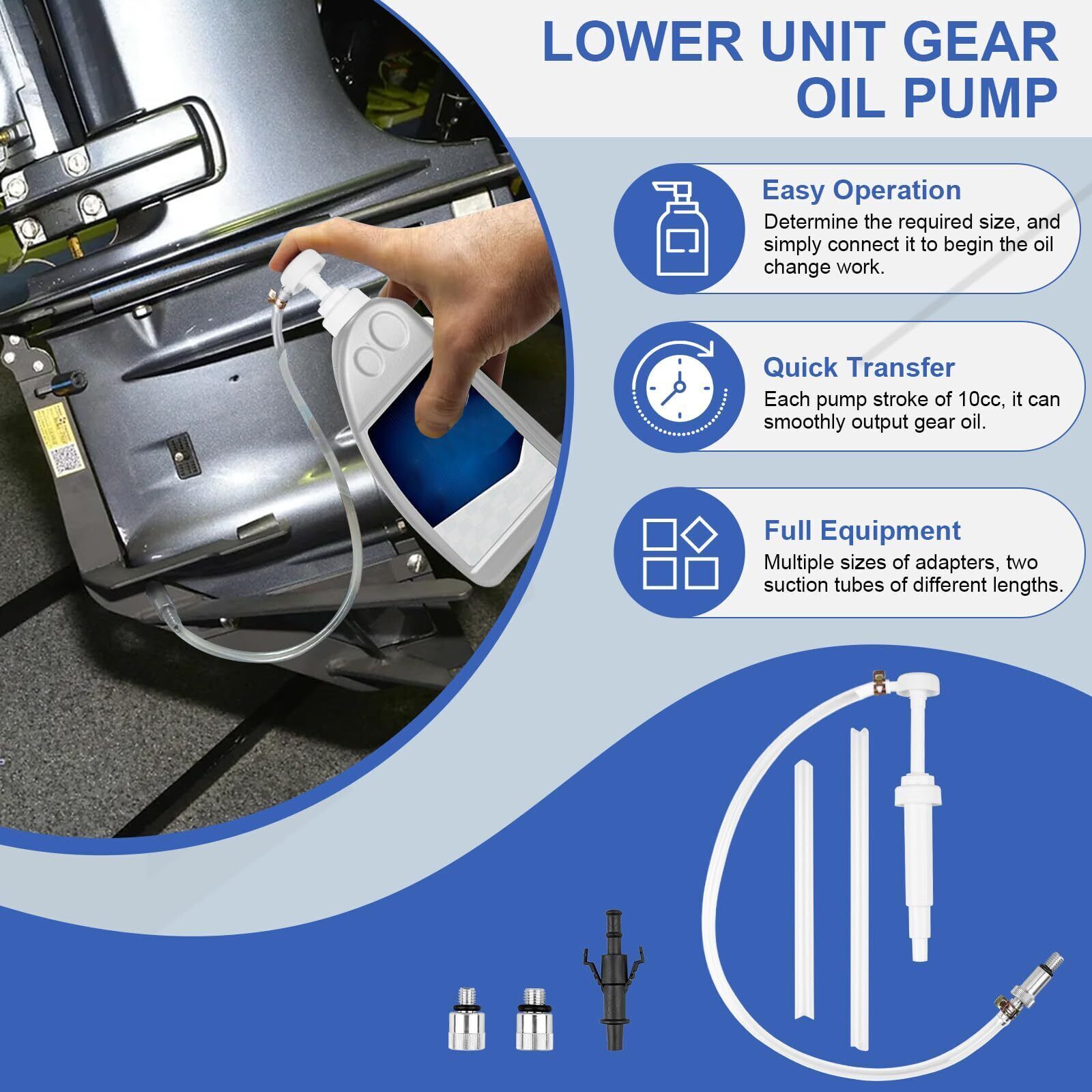 Lower Unit Gear Oil Pump for Standard Quart Bottles Marine Boat Outboard Motors
