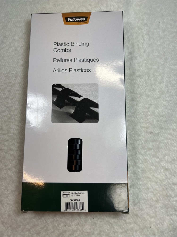 Fellows Plastic Binding Combs 1” 10 Per Package CRC52383