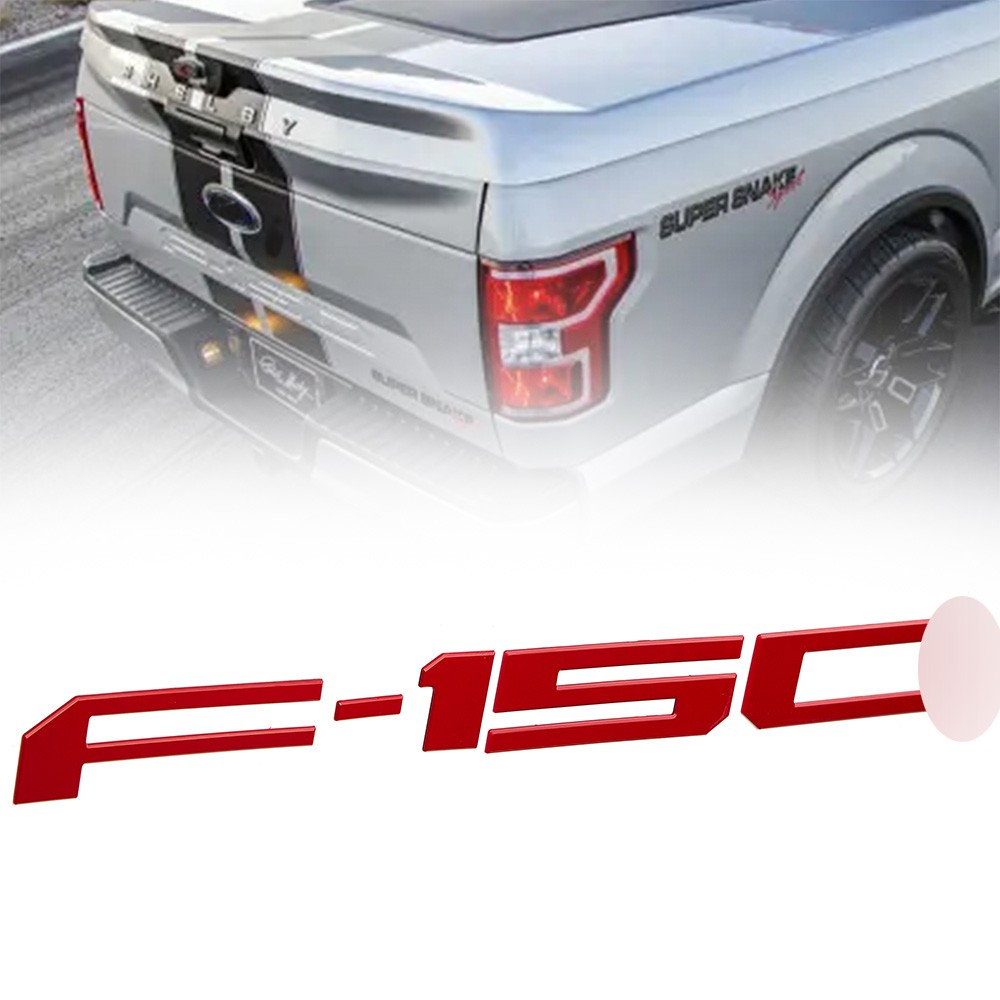 3D Raised Tailgate Inserts Letters Emblem Badge Matte Red For F-150 2018-2020