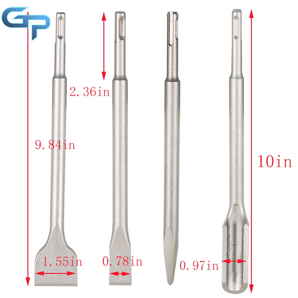 4 Pcs High Quality Flat Chisel Grooving Chisel Point Chisel SDS Plus Chisel Bits