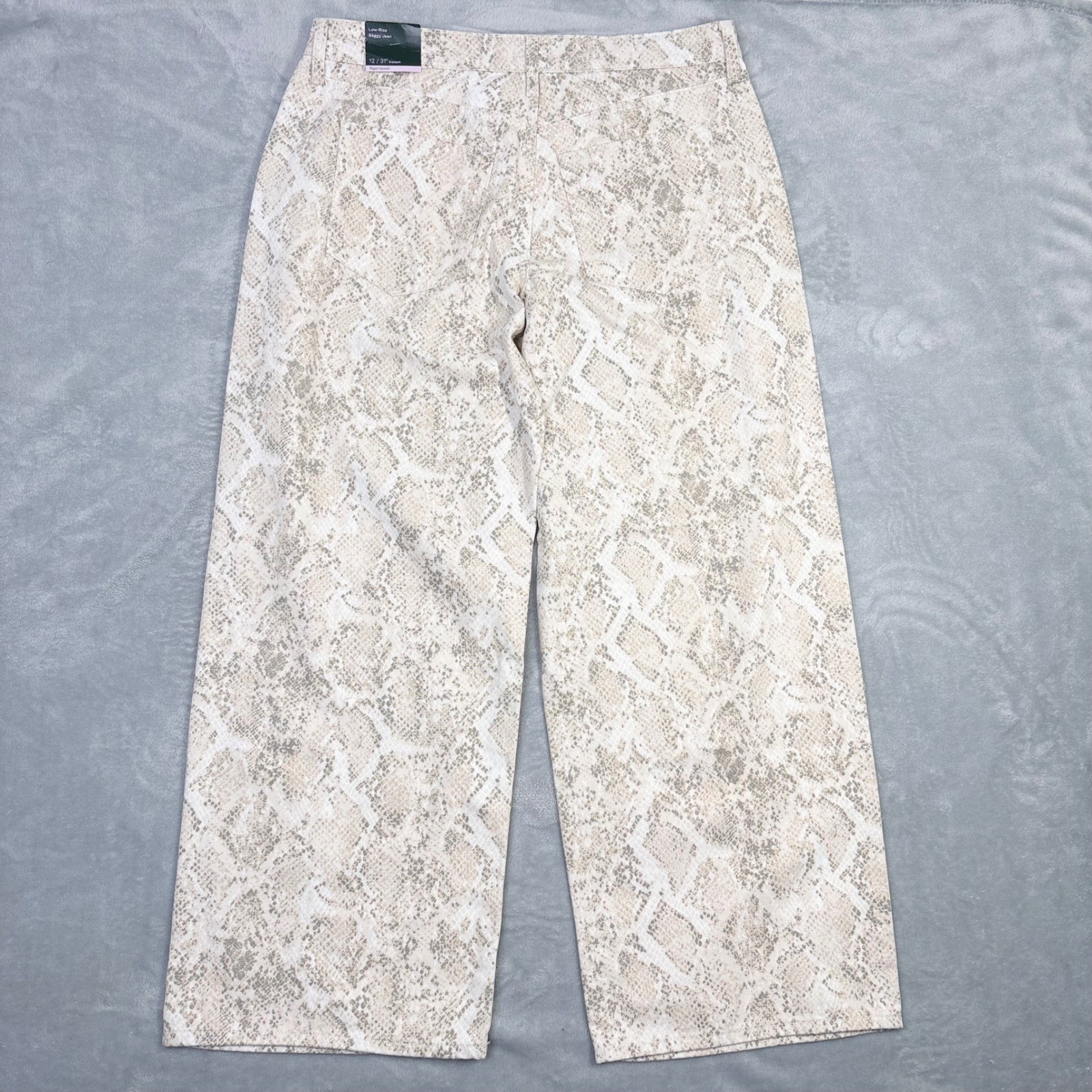 Wild Fable Low-Rise Baggy Jeans 12/31 Light Snakeskin Rigid Denim Tan Cream NWT