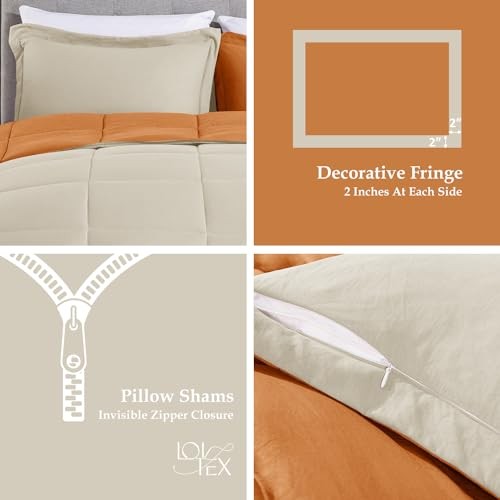 2PCS Size Comforter Sets - Ultra Soft Washed Microfiber Twin Caramel/Beige