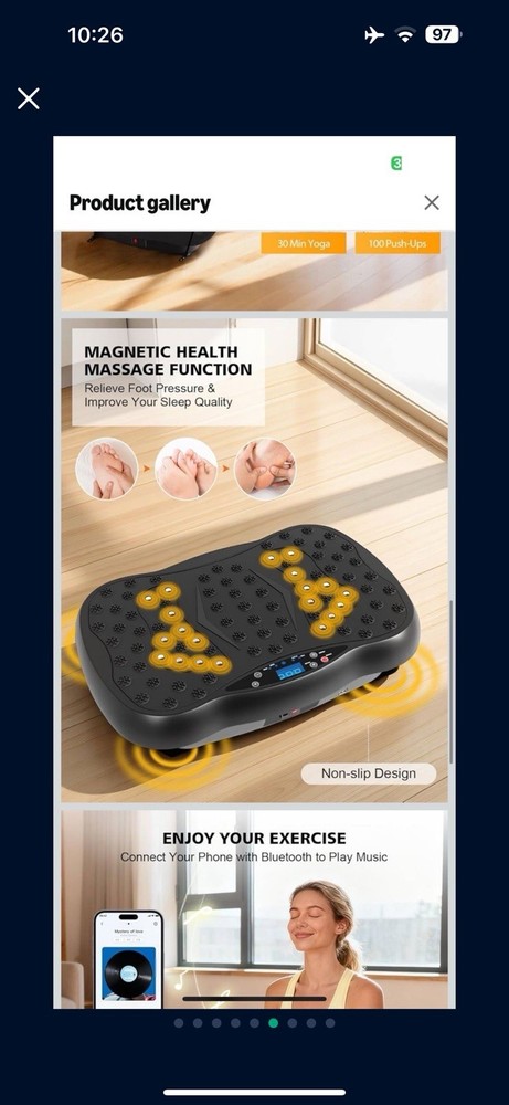 Vibration Plate Exercise Machine, 3 Workout Modes & 120-Level Vibration Platf...