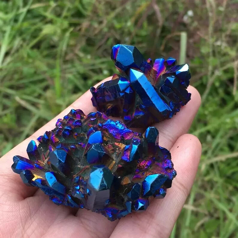 1pc Titanium Aura Rainbow Quartz Crystal Multicolor Cluster Healing Home Decor