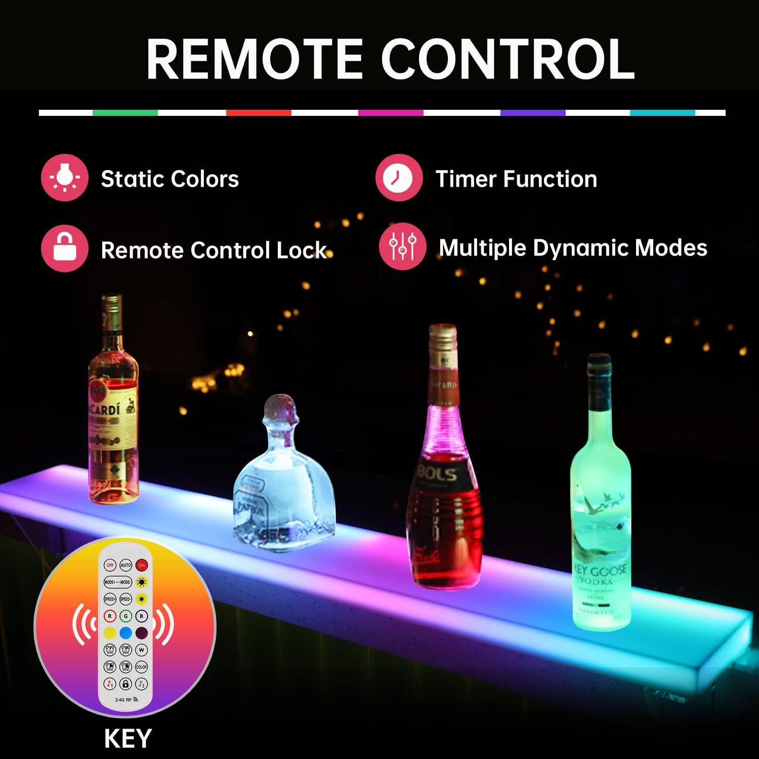 32" LED Wall-Mounted Liquor Bottle Shelf with Remote & App Control