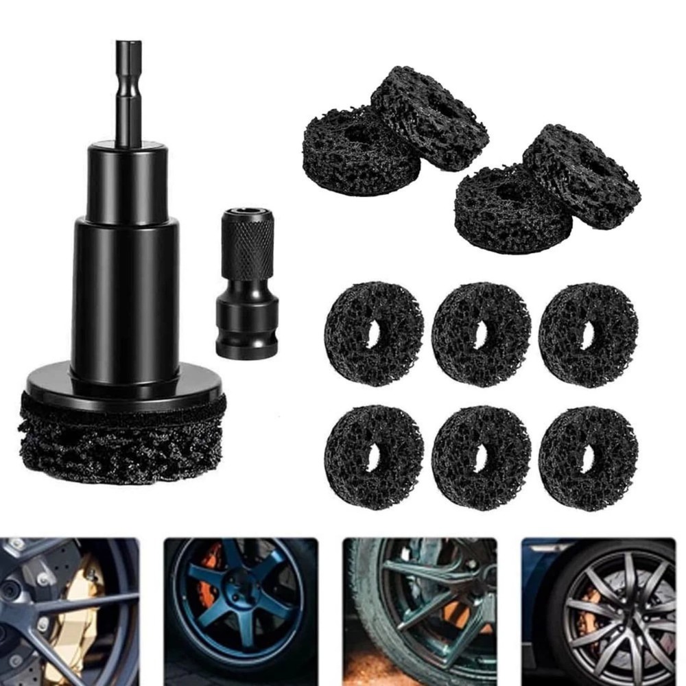 Hub Shaft Rust Removal Tool Wheel Stud Deburring Kit 10 Cleaning Pads Drill