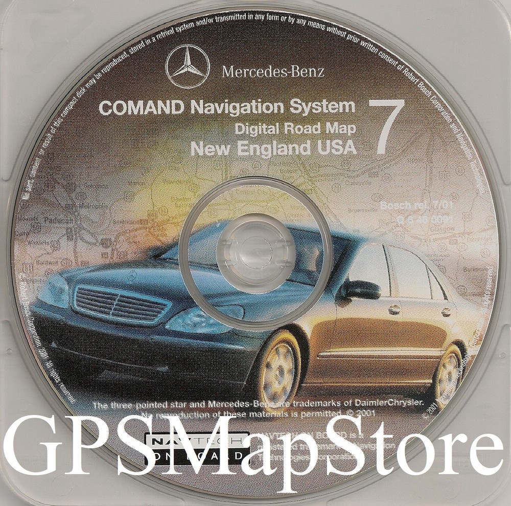 2000 2001 2002 Mercedes E320 E430 E55 Navigation CD #7 Coverage New England Map
