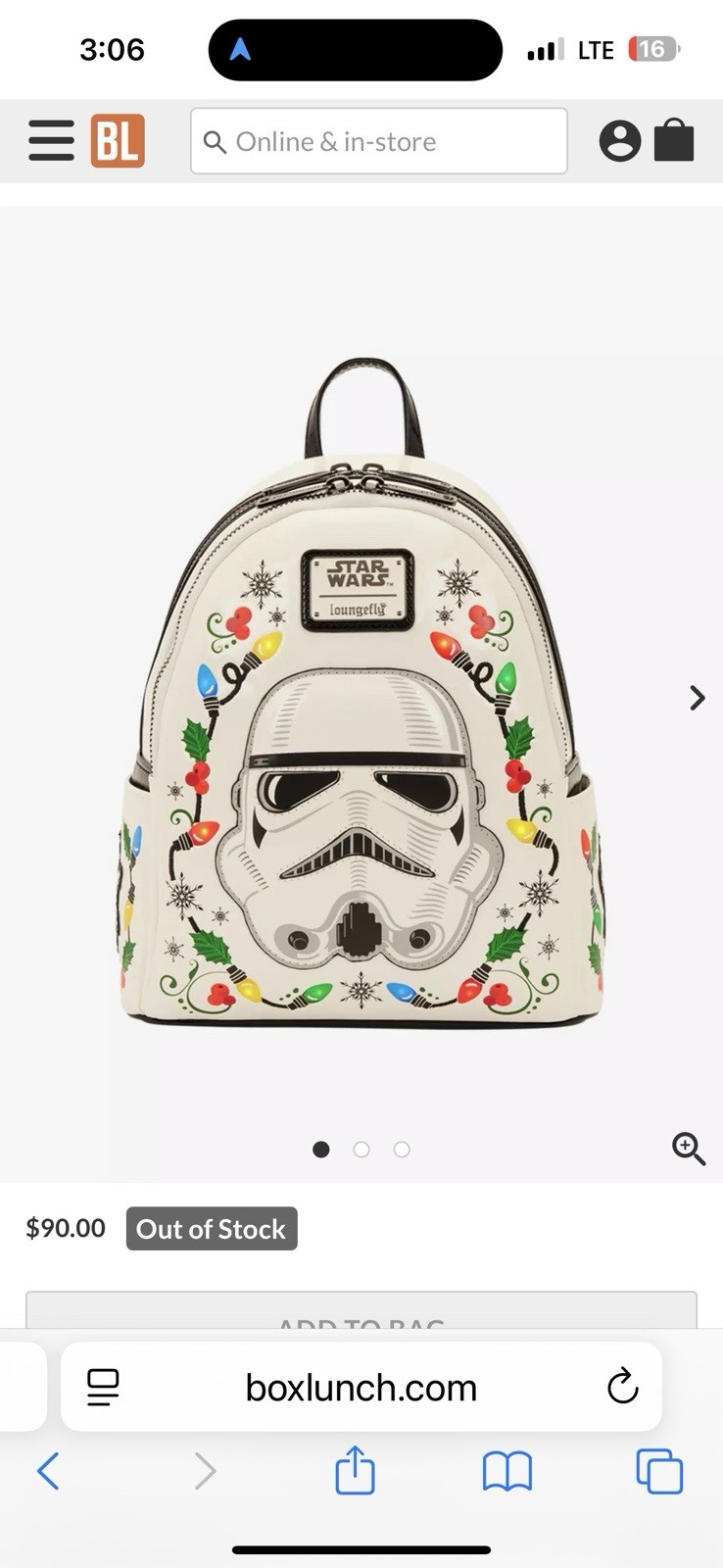 Loungefly Star Wars Storm Trooper Light Up Christmas Mini Backpack Excl. NWT