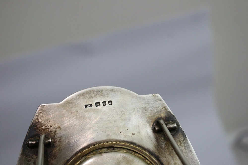 Sterling solid silver 8 day art deco clock working well hallmarked