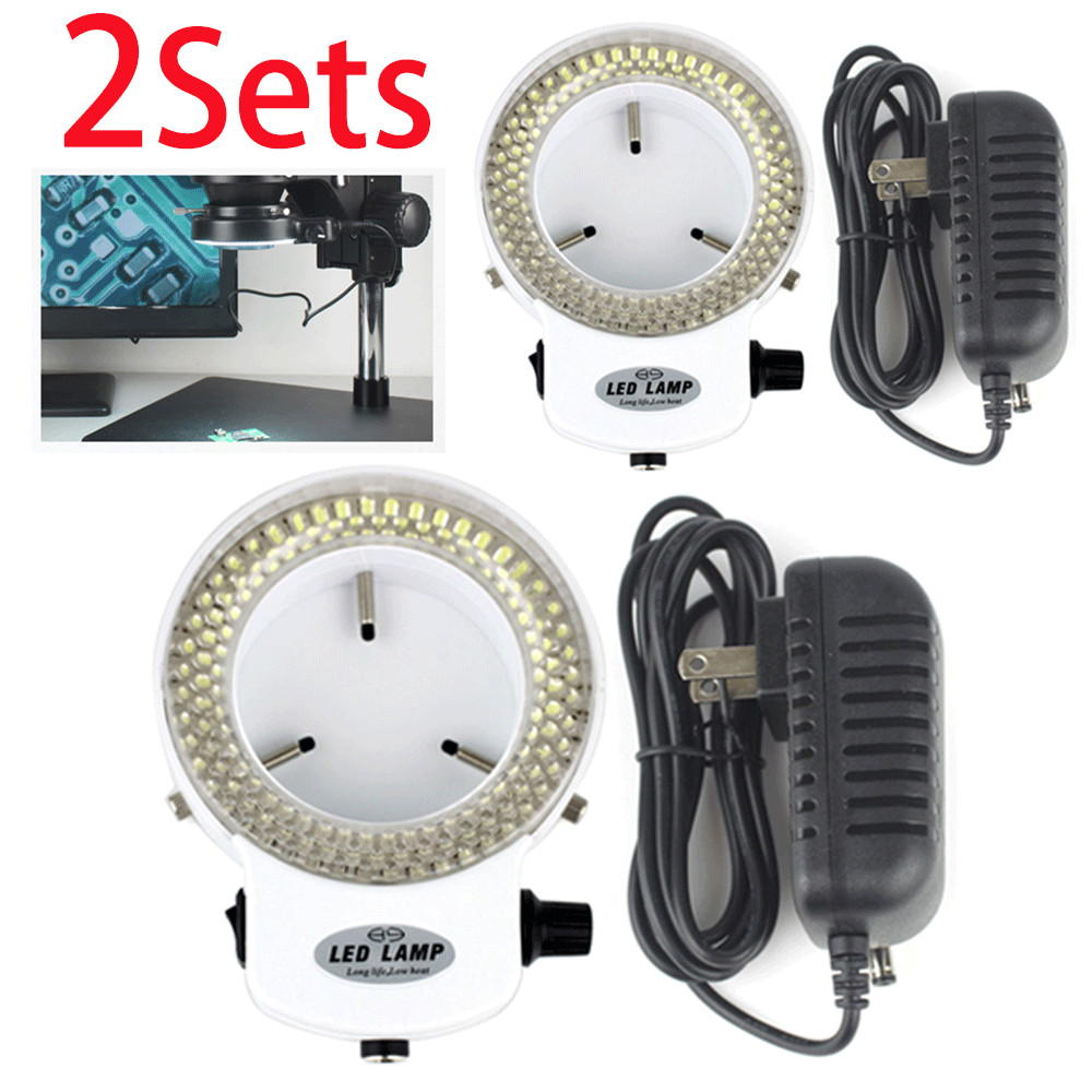 2Pack 144 LED Bulbs Microscope Ring Light Illuminator Lamp US Plug White US SHIP