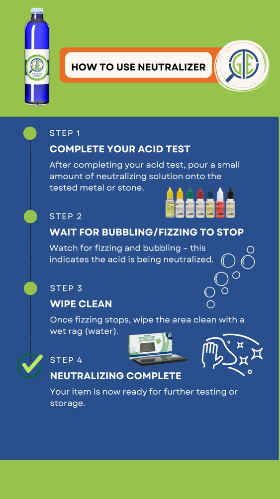 3 Gold Silver Test JSP Neutralizer 5ml Bottles Testing Solution Stone Cleaner