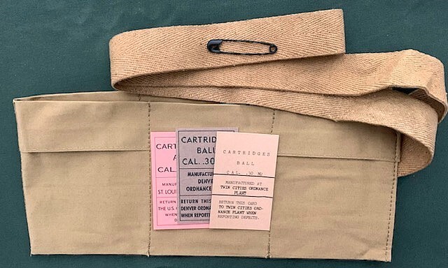 EARLY WWII M1903A3 SPRINGFIELD AND M1 GARAND REPLICA BANDOLEER IN OD#1 (KHAKI)