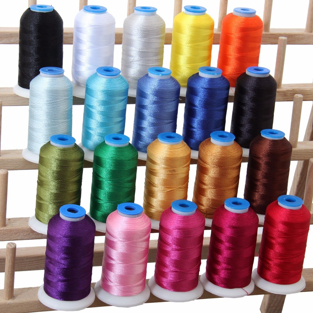 20 CONE POLYESTER EMBROIDERY MACHINE THREAD SETS - 1000M CONES 40WT 11 DIFF SETS