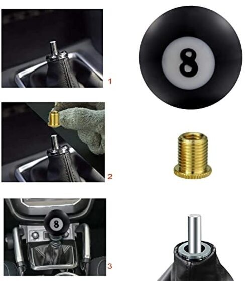 Round Ball Shift Knob, Gear Shifter Knobs with 3 Adapters Head Shift Black