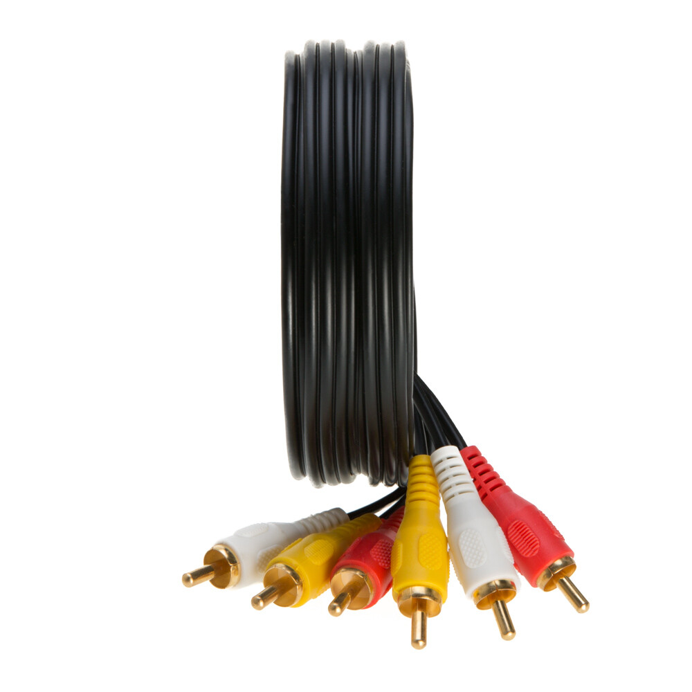 3 RCA Male to 3 RCA Male Audio Video Cable TV VCR DVD Composite Multi-Pack - LOT