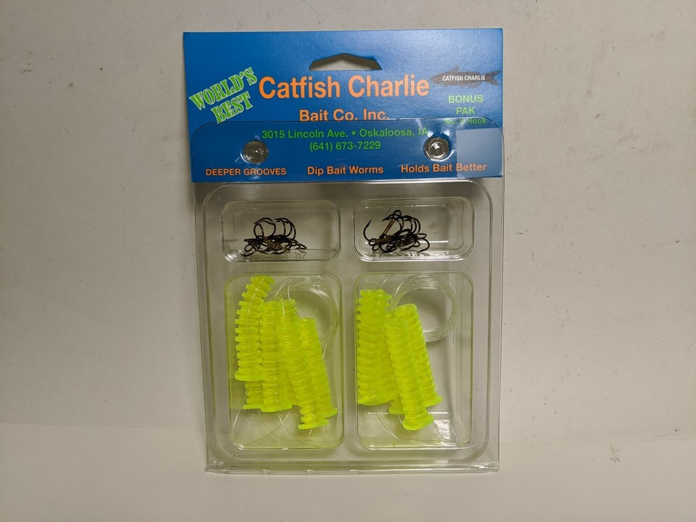 Catfish Charlie Dip Bait Soft Plastic Worms (12 Per Pack) DBH-12