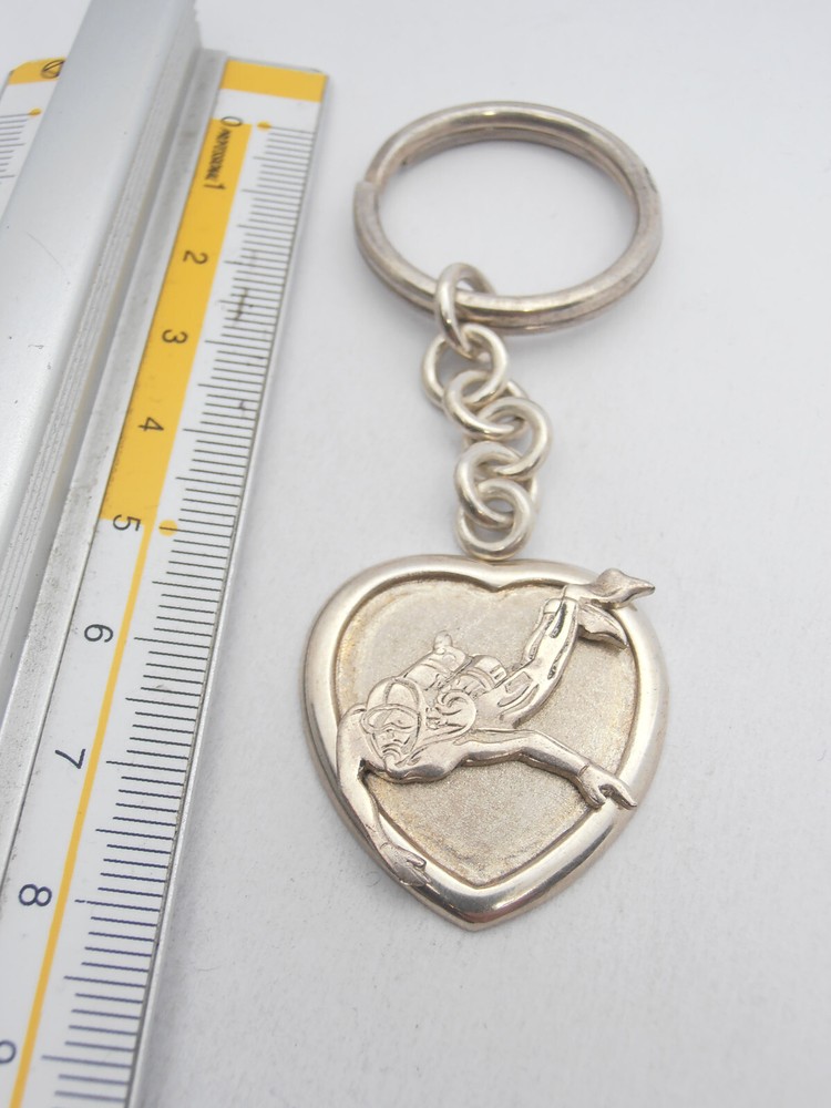 Diver: 925 Silver Heart Keychain with Sub - Diving