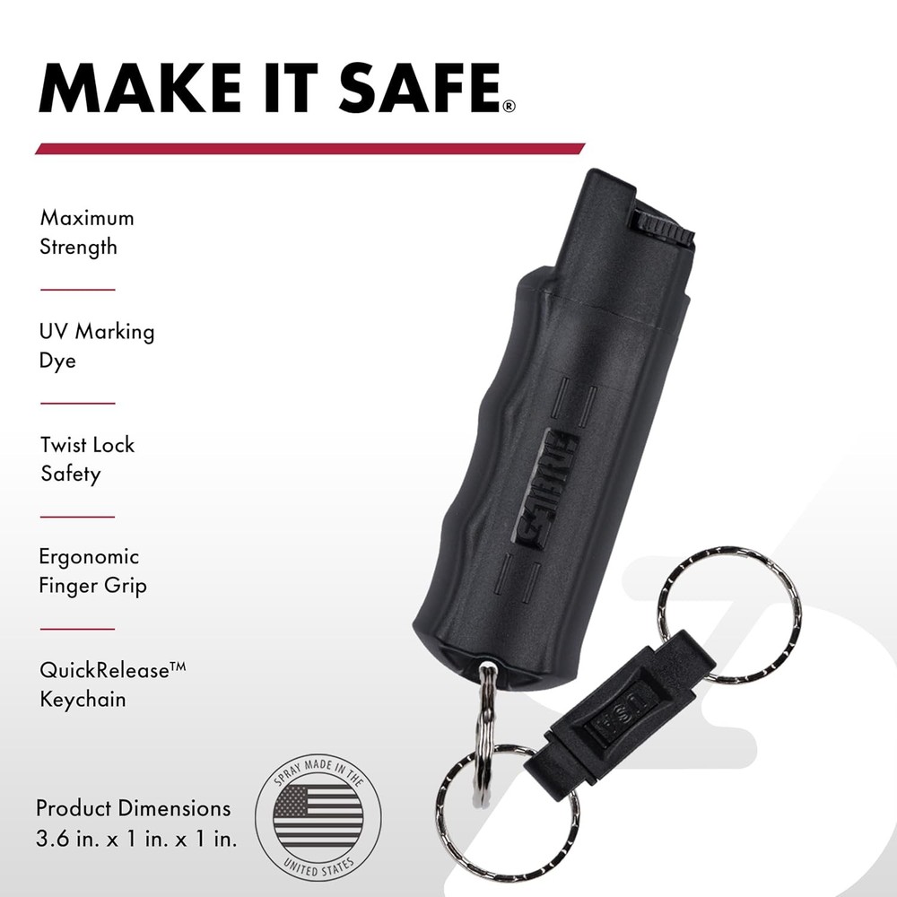 Pepper Spray - Quick Release Keychain for Easy Carry & Fast Access, Max Guard