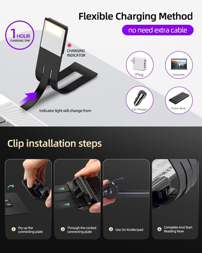 Clip On Stepless Dimming Book Light