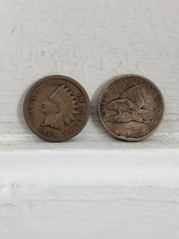 1864 Bronze Indian And 1858 Flying Eagle Small Letters.