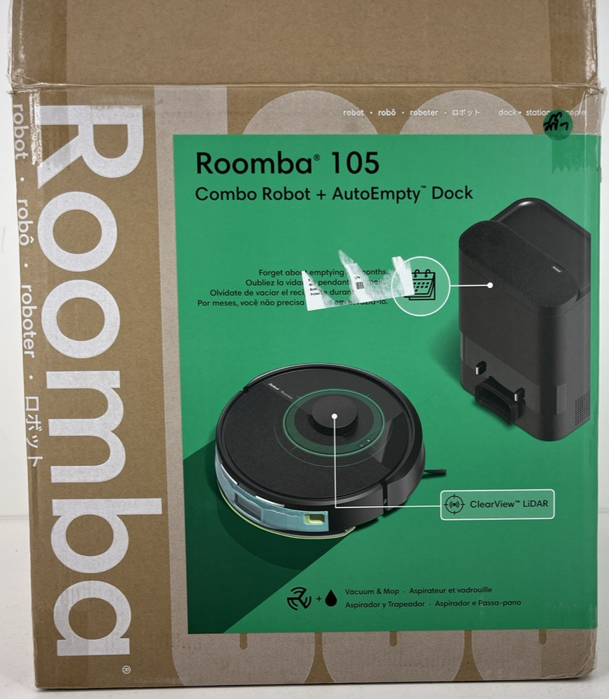 iRobot Roomba 105 Combo Vacuum & Mop + AutoEmpty Dock LiDAR Self-Empty