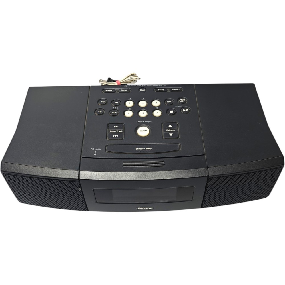 Boston Microsystem Stereo CD Alarm Clock Radio w/ Remote - Fully Functional!