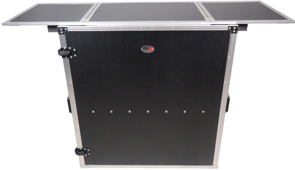 ProX XS-DJSTN Transformer Flight Case Folding DJ Table & Workstation with wheels