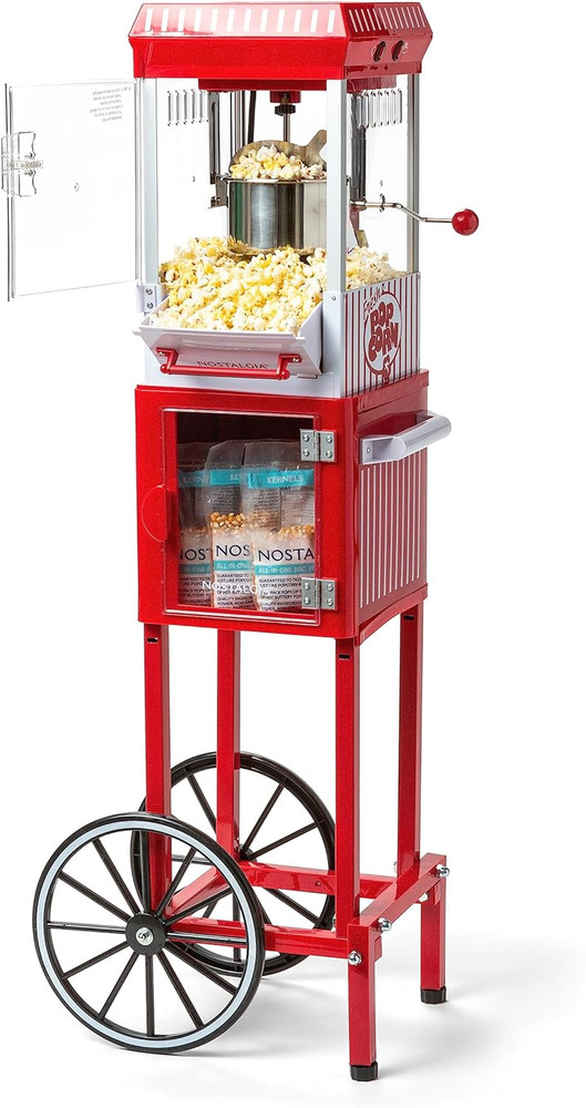 Nostalgia Popcorn Maker Machine - Professional Cart with 2.5 Oz Kettle Makes up