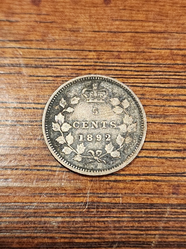 1892 Canada 5 Cents Silver Coin