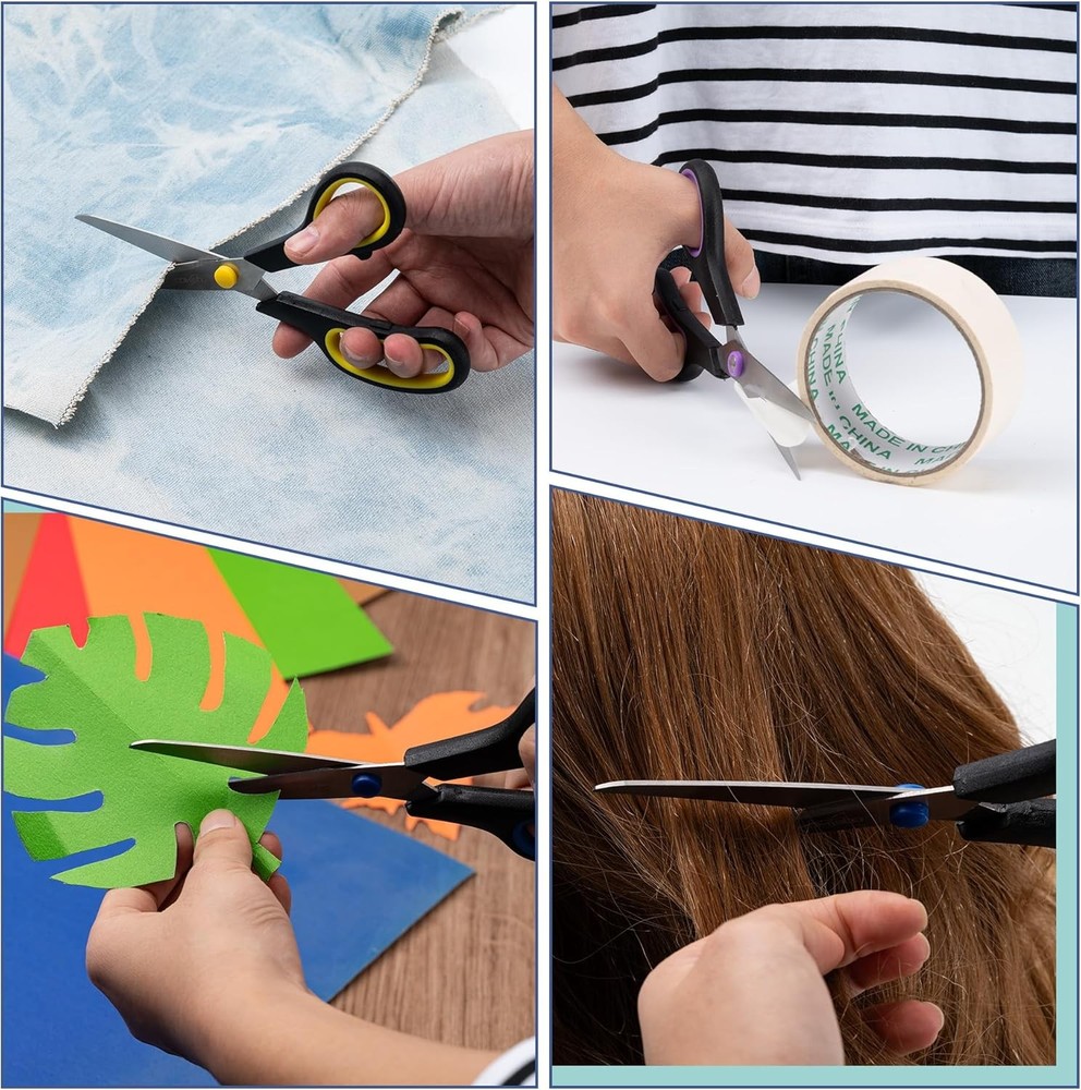 Scissors, 8" All Purpose 6 Pack - Comfort-Grip Scissors for Office Desk