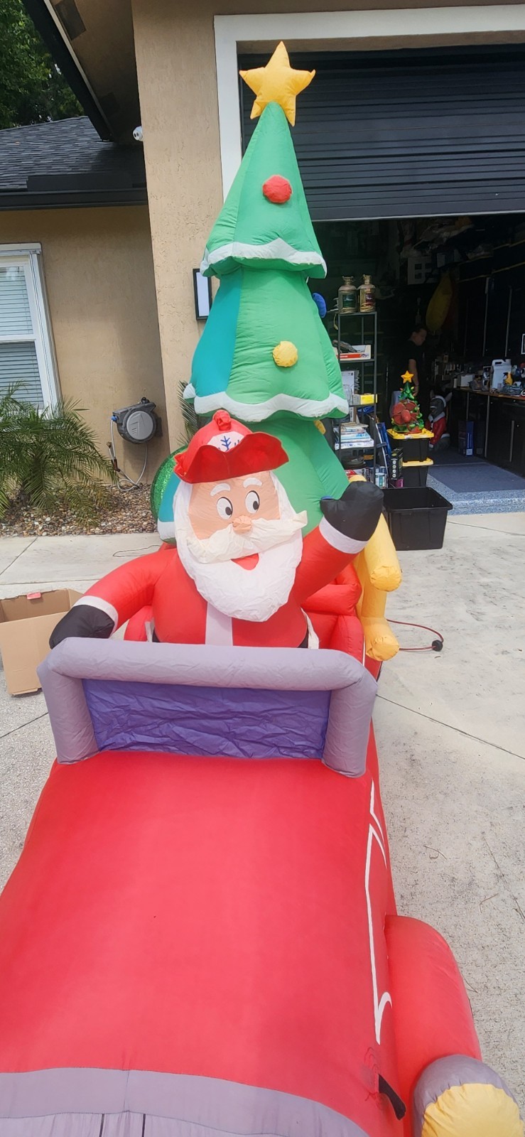 Gemmy Airblown 9ft North Pole Fire Truck Santa LED Inflatable – Tested, Works