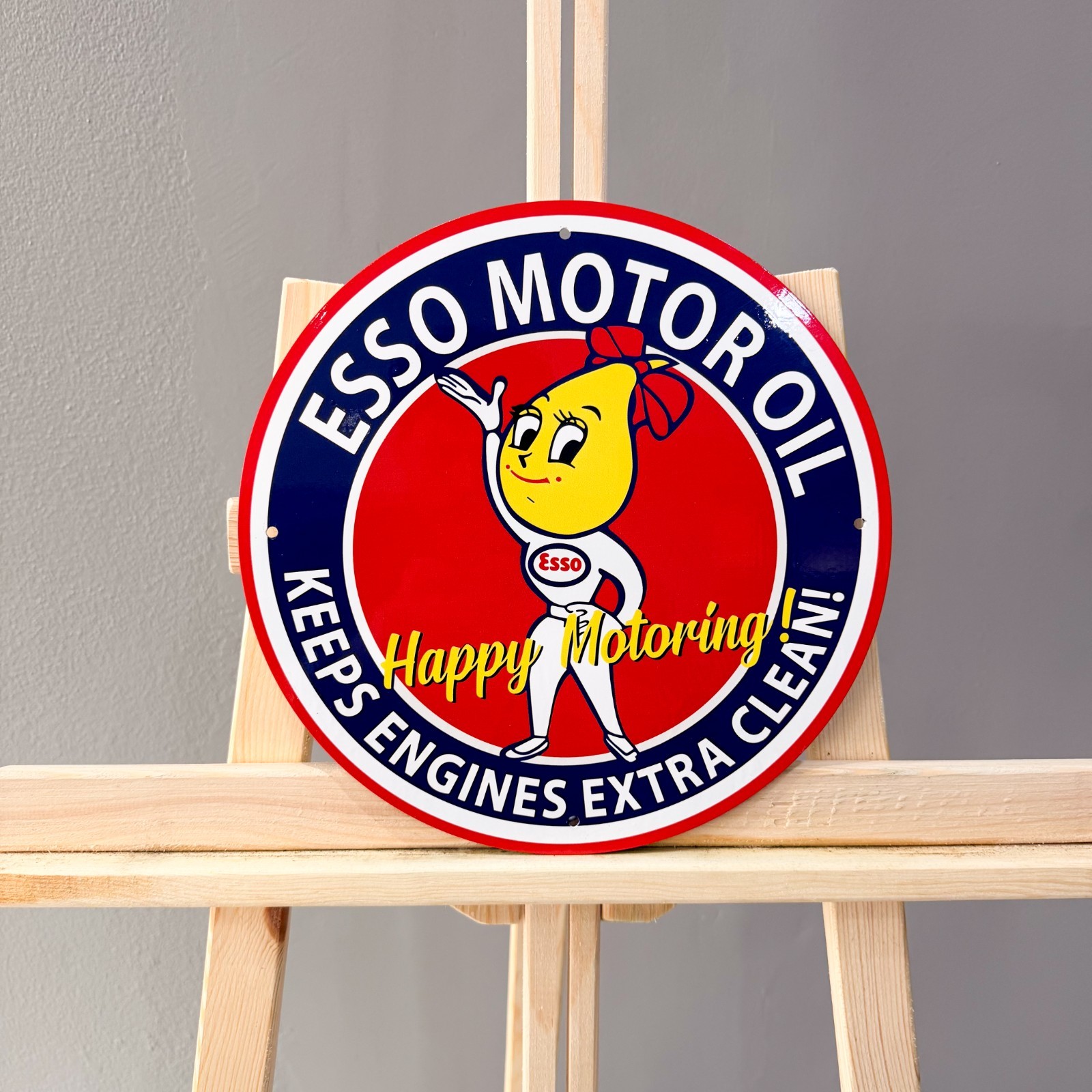 Esso Motor Oil Happy Motoring Female Mascot Metal Sign – 30 cm / 11.8”