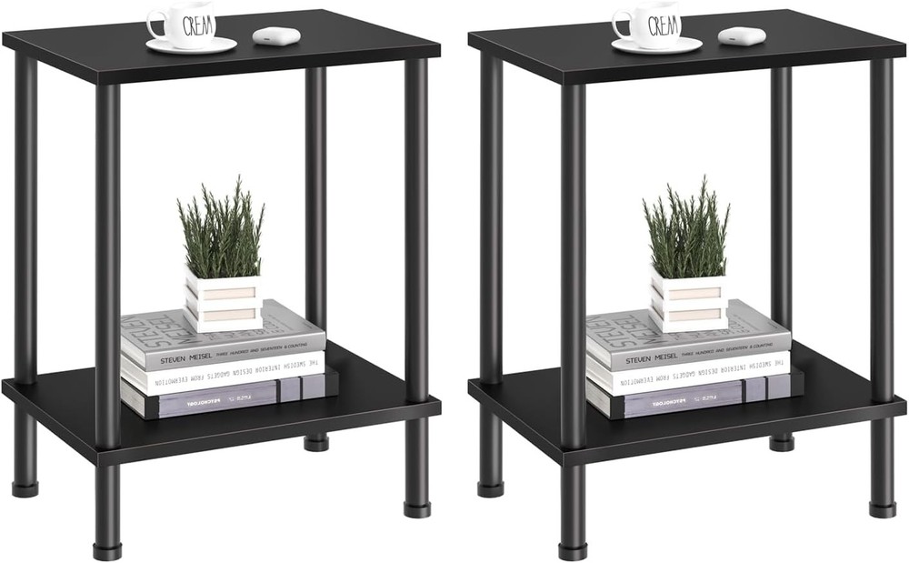 End Table, Small Side Table, 2-Tier Nightstand with Stora Shelf, Sofa