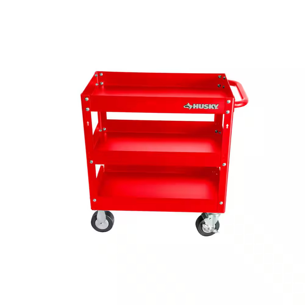 28 In. 3 Tier Cart, Gloss Red